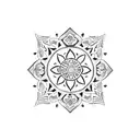 shape of a lemon filled in with tribal floral pattern of blue portuguese tiles tattoo design idea