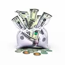 moneysack slightly open and hundered dollar bills fly out and start on fire as it flies out and away from the bag tattoo design idea