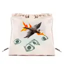 canvas moneysack slightly open and hundered dollar bills fly out and start on fire as it flies out and away from the bag tattoo design idea