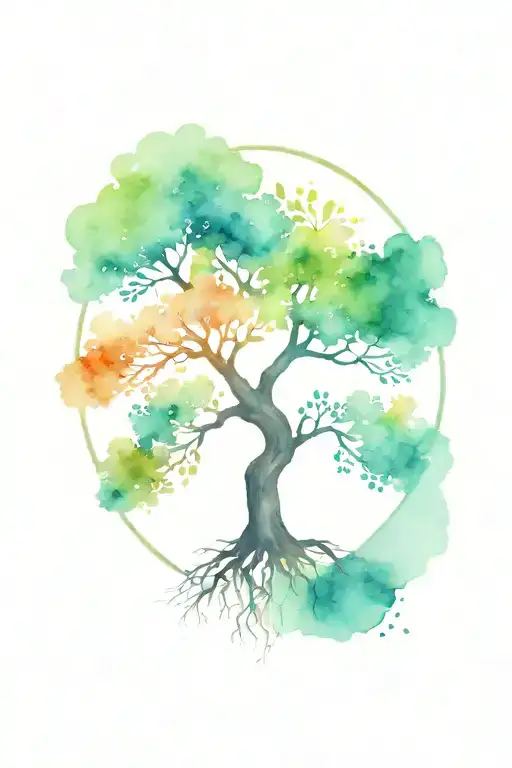 tree of life with nothing in the background tattoo design idea