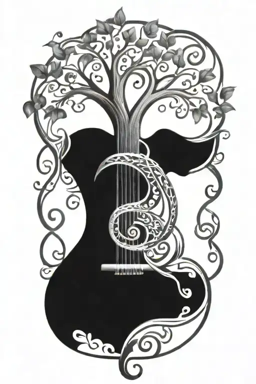 tree of life with a treble clef illuminated tattoo design idea