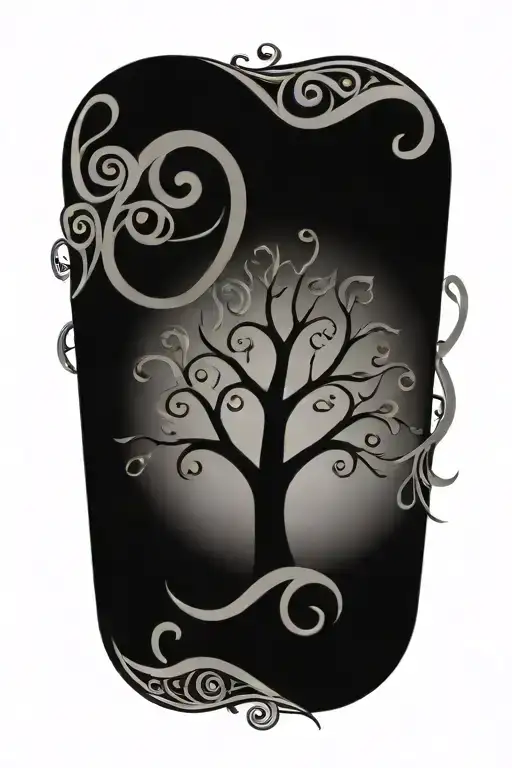 tree of life with a treble clef illuminated tattoo design idea