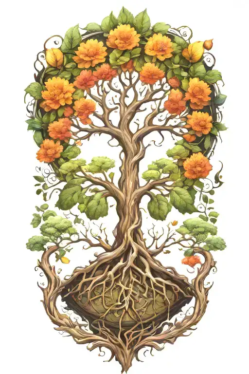 tree of life with nothing in the background tattoo design idea