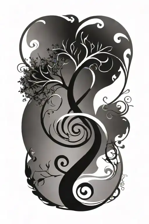 tree of life incorporated in a treble clef  tattoo design idea