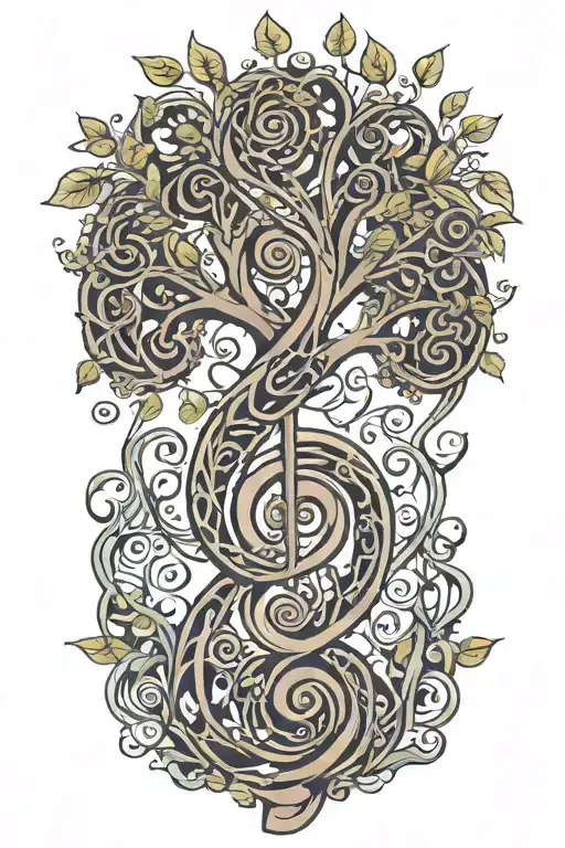 tree of life incorporated in a treble clef  tattoo design idea