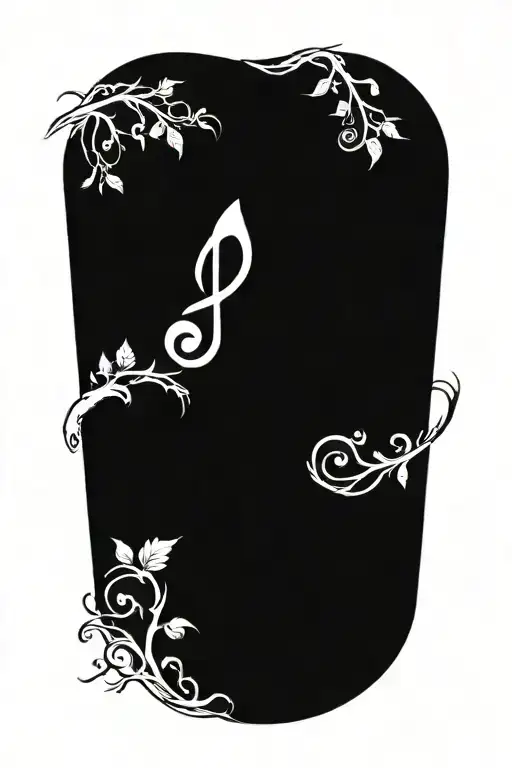 a simple circle with a simple tree of life integrated with a simple treble clef inside the circle tattoo design idea