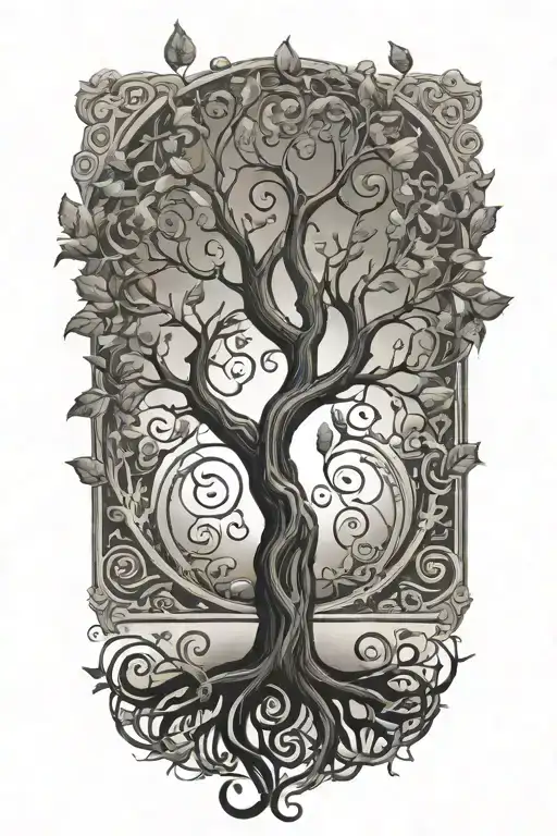 tree of life inside a treble clef tattoo design idea