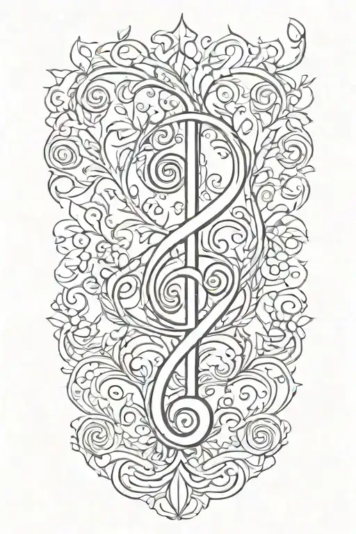treble clef with the tree of life in the clef tattoo design idea