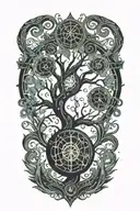 psychedelic tree of life incorporated in a treble clef  tattoo design idea