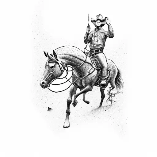 bucking horse with cowboy on top American traditional style tattoo design idea