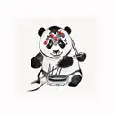 panda eating bamboo  tattoo design idea