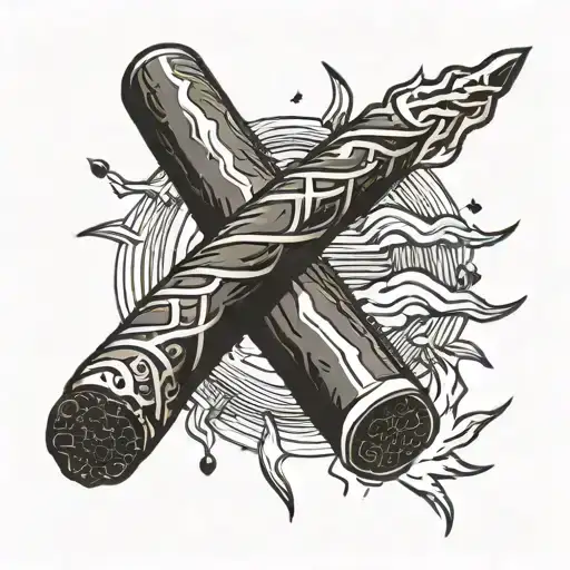 A cigar intertwined with a lightning bolt, symbolizing the fusion of your love for cigars and your occupation as an electrician tattoo design idea