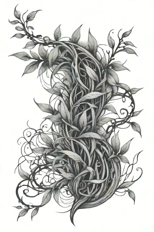 willow leaves vines and ayahuasca  tattoo design idea