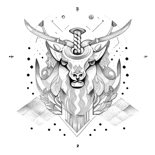 Nordic Nature and Aries zodiac sign tattoo design idea