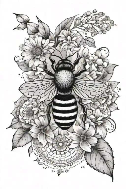 mandala design incorporating Manchester bee, anchor and flowers tattoo design idea