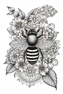mandala design incorporating Manchester bee, anchor and flowers tattoo design idea