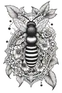 mandala design incorporating Manchester bee, anchor and flowers tattoo design idea