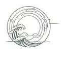 Sea waves and a sun tattoo design idea