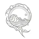 Sea waves and a sun tattoo design idea