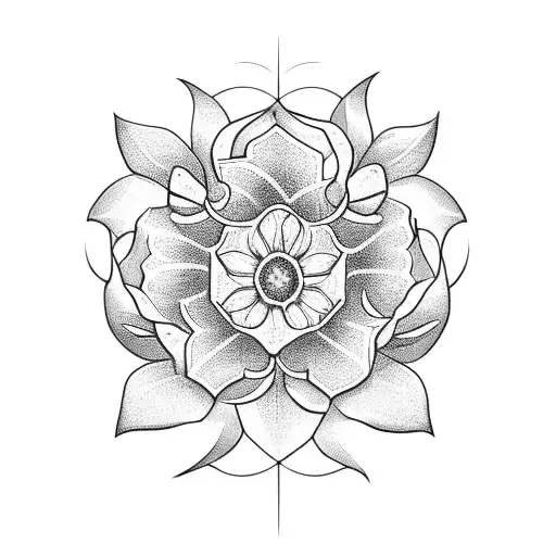 Christian Cross with flowers tattoo design idea