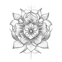 Christian Cross with flowers tattoo design idea