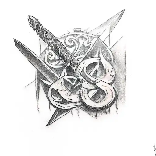 dagger tattoo with Roman numerals for the date 12th February 2023 tattoo design idea