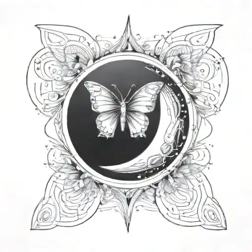moon ,  tiny butterfly, bulb , lighting  tattoo design idea