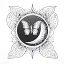 moon ,  tiny butterfly, bulb , lighting  tattoo design idea