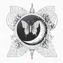 moon ,  tiny butterfly, bulb , lighting  tattoo design idea