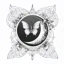 moon ,  tiny butterfly, bulb , lighting  tattoo design idea