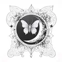 moon ,  tiny butterfly, bulb , lighting  tattoo design idea