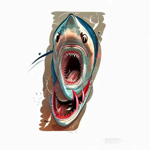 a shark with its mouth open tattoo design idea