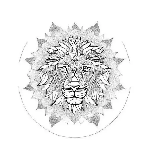 mandala lion tattoo design idea