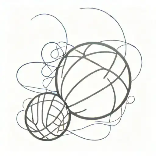 A minimalist tattoo of a basketball and a computer mouse intertwined to represent your love for sports and programming tattoo design idea