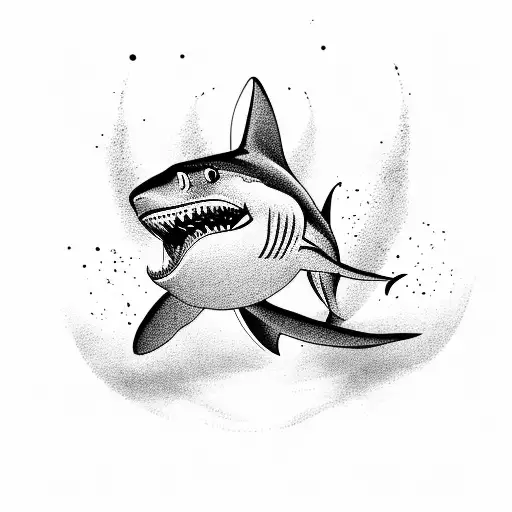 sharks with number 23 and something pink tattoo design idea
