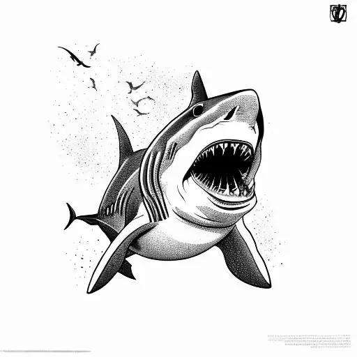 one shark with number 23 and something pink tattoo design idea