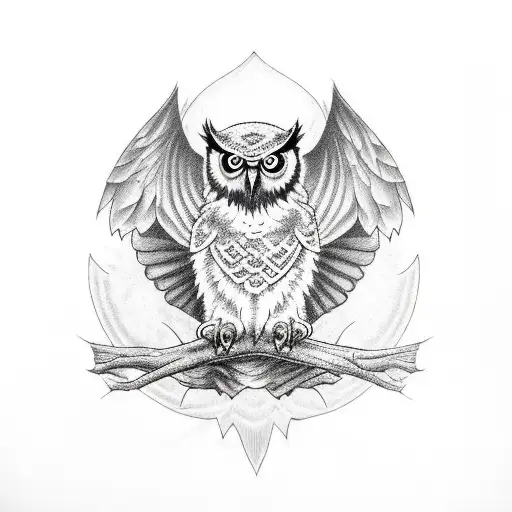 evil owl tattoo design idea