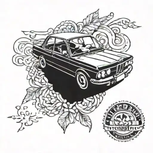old bmw car tattoo design idea