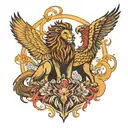 lion and phoenix  tattoo design idea