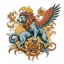 lion and phoenix  tattoo design idea