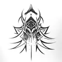 Assasin's creed logo with crow tattoo design idea