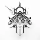 Assasin's creed logo with crow tattoo design idea