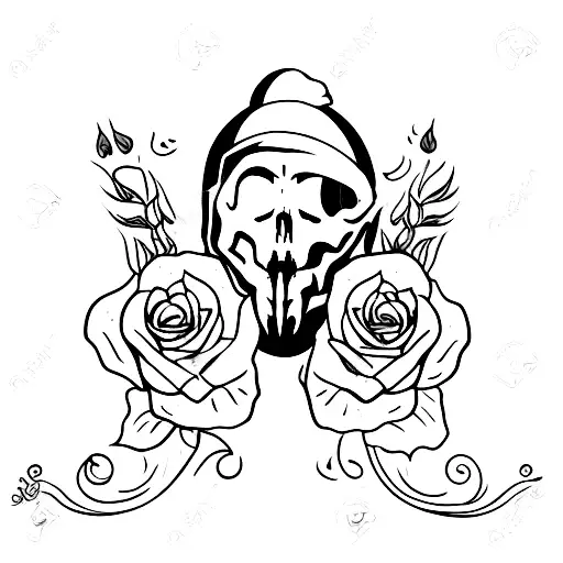 caveira com flores tattoo design idea