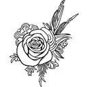 caveira com flores tattoo design idea