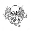 caveira com flores tattoo design idea