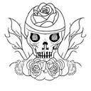 caveira com flores tattoo design idea