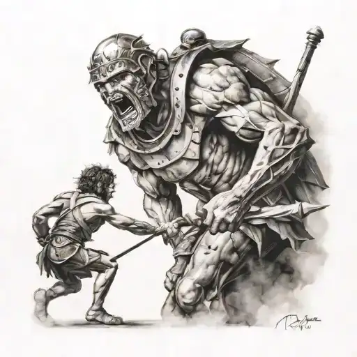 David vs Goliath tattoo design idea