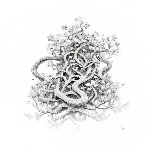 pretty flowers and vines surringing the words risk nothing gain nothing tattoo design idea