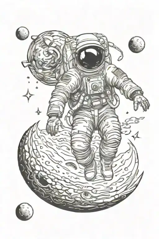 Astronaut falling of moon   tattoo design idea
