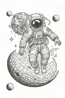 Astronaut falling of moon   tattoo design idea